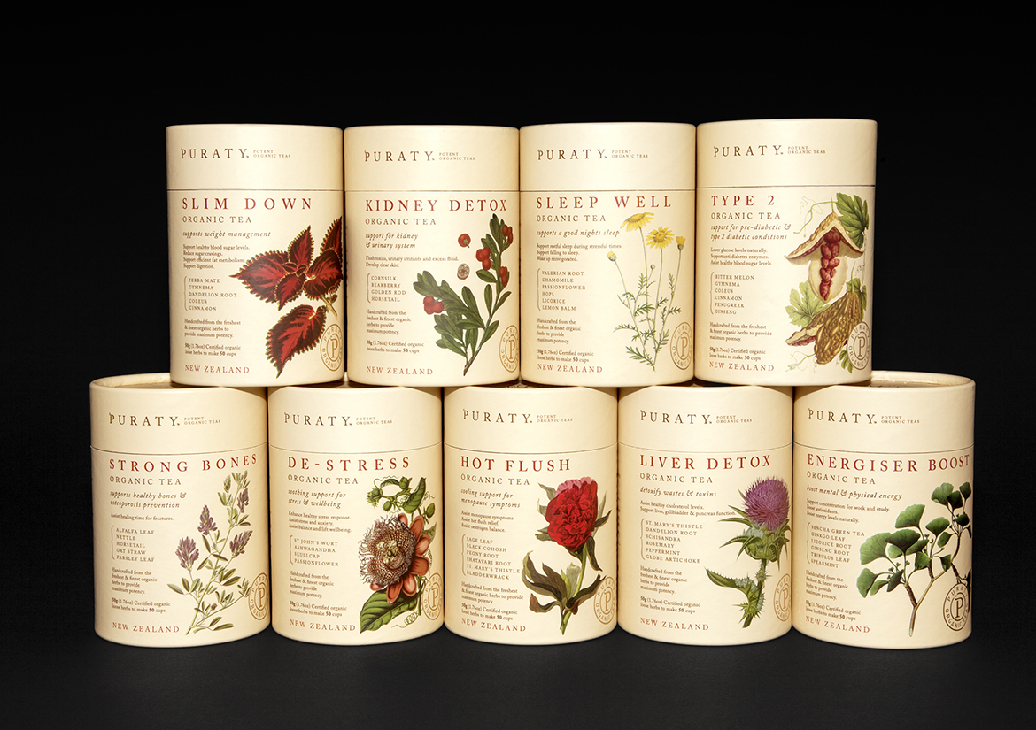 redfire-puraty-tea-beverage-branding-packaging-design-product-brand-identity-nz REDFIRE_puraty_brandmarketing_photography_branding_packaging_digital_graphicdesign_advertising_brochure_designagency