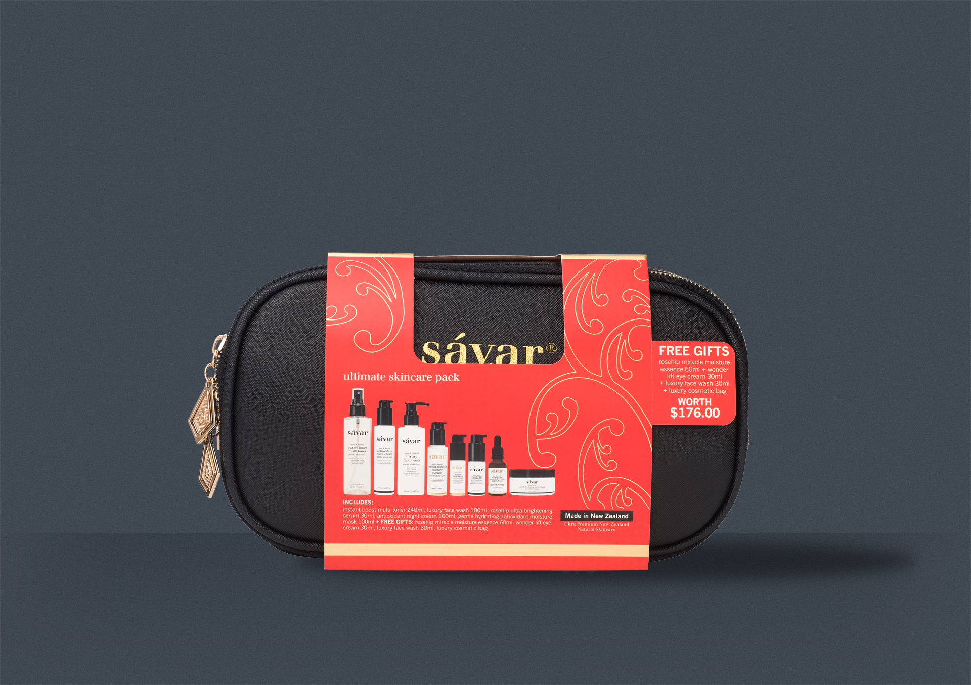 Redfire Savar Skincare Packaging Gift Pack Design Savar_skincare_pack_gift_bag_free_gifts_packaging_design_branding_design_product_page_Graphic_design_agency_redfire