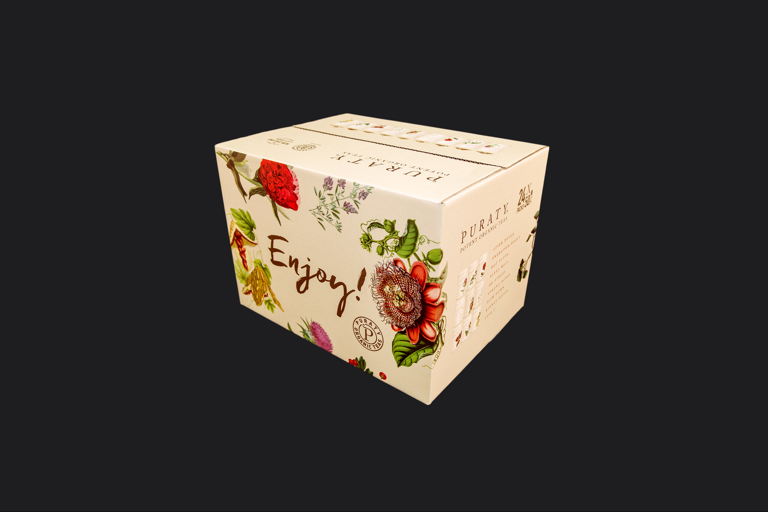 redfire-puraty-tea-beverage-branding-packaging-design-shipping-box-nz